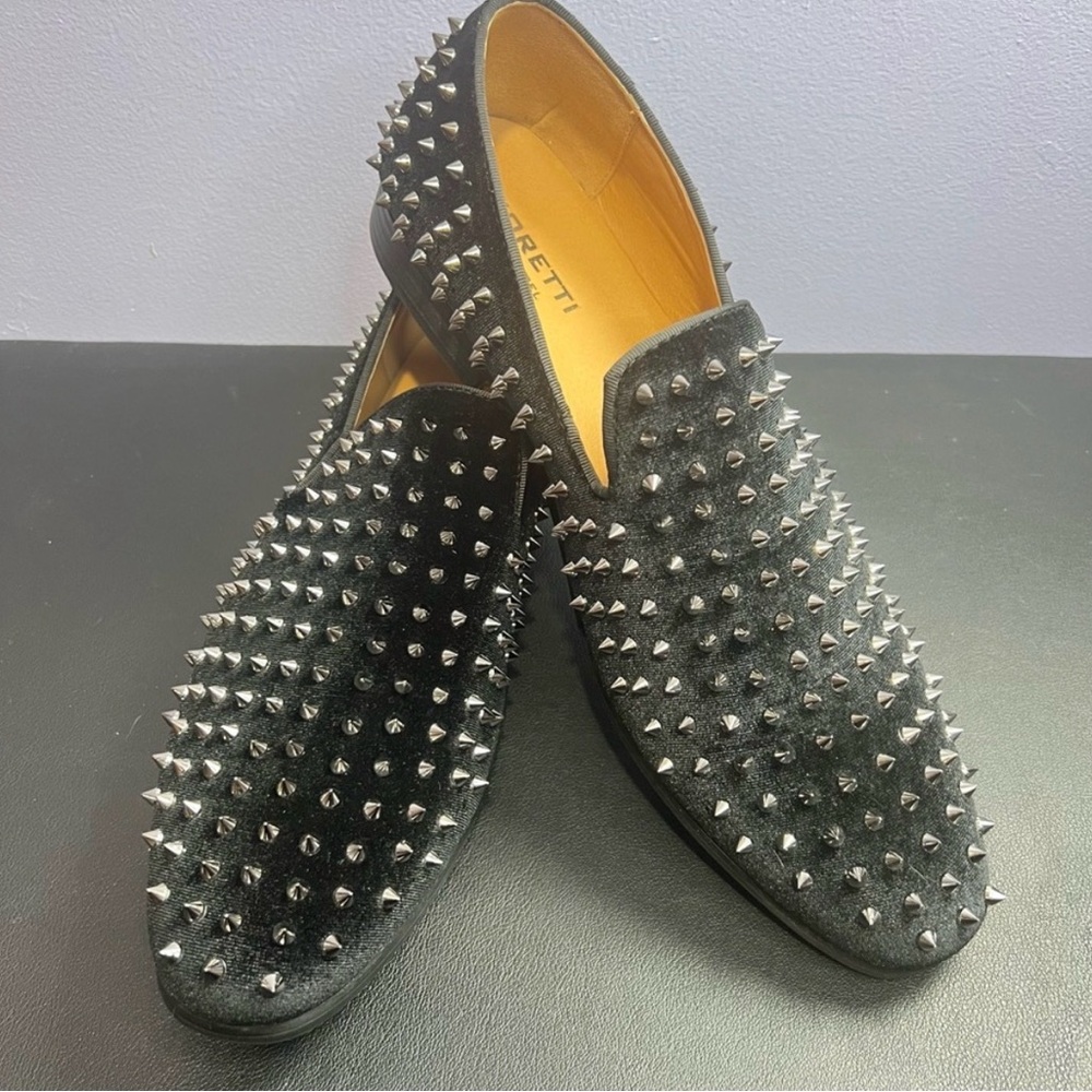 Moretti Black Black Label Sylvester Spiked Dress Shoes Size 11
